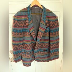 VTG Falcone Men’s Southwest Blazer Jacket Tribal Aztec Native American Geometric